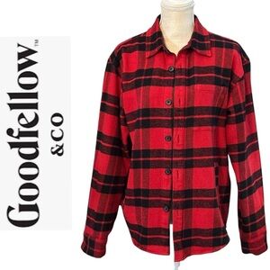 Goodfellow & Co. Red and Black Buffalo Plaid Button-Up Shirt/Jacket Size Small